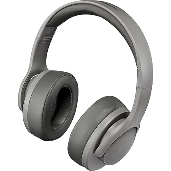 MEDION E62661 Overear Bluetooth 5.1 bezvadu austiņas, brīvroku funkcija, iebūvēta baterija, mikrofons, USB-C, līdz 38 stundām, AUX savienojums, pelēkas krāsas