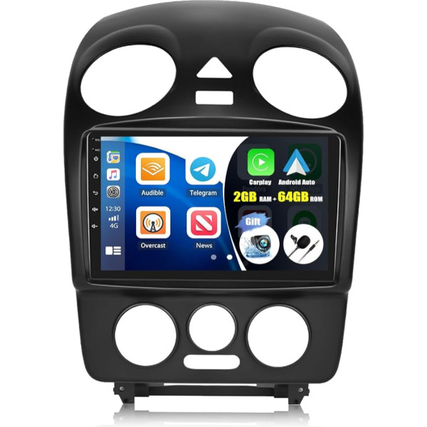 8-core Android 13 auto radio VW Beetle 2004-2010 ar navigāciju Carplay Android Car, 2G + 64G, 9 collu Double DIN auto radio Touch Display ar DSP RDS Bluetooth Mirror Link