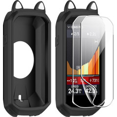 zZjoOoj Silikona korpuss saderīgs ar Garmin Edge 1050, 2 gabali Ekrāna aizsargplēve aizsargplēve Garmin Edge 1050, mīkstā TPU plēve, triecienizturīgs aizsargvāciņš (melns)