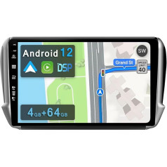 YUNTX Android 12 autoradio Peugeot 2008 208 (2012-2018) 4G+64G [Iebūvēts CarPlay/Android Car/DSP/GPS] - Bezmaksas kameras un mikrofona atbalsts DAB/Stūres vadības pults vadība/360 kamera/GPS/2 DIN/USB//WiFi