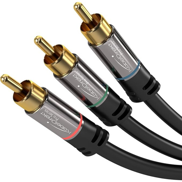 KabelDirekt - 3 m - Komponentenkabel, Cinch, RGB/YUV (Koax-Kabel, 3× RCA-Stecker auf 3× RCA-Stecker, Component-Kabel für die Bildübertragung in Full HD, Video/HDTV, schwarz)