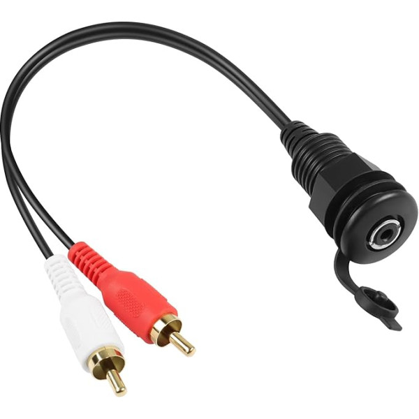 QIANRENON RCA uz 3,5 mm TRS vītni Fiksēts ūdensizturīgs kabelis 2 RCA Male uz 1/8 Female Stereo iebūvēts stiprinājuma adapteris TV planšetdatora skaļrunim Mājas kino austiņām 30 cm / 11,8 collas