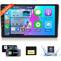 8 kodolu 4 + 64G: 9 collu skārienjūtīgais ekrāns Android auto radio ar Android Car/WiFi/GPS/RDS/FM/Bluetooth/USB + atpakaļgaitas kamera, 9 collu skārienjūtīgais ekrāns Fiat Panda 2003-2012