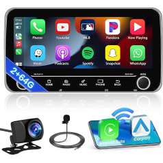 Inefala 10,25 collu skārienjūtīgais ekrāns Auto radio 2 DIN Android 13 2G + 64G ar bezvadu Carplay, Android auto, radio ar Bluetooth ar GPS, WiFi, RDS/FM, USB, SWC, mikrofons, atpakaļgaitas kamera