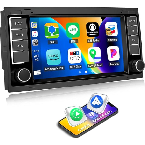 [2+64G] SIXWIN Android 13 auto radio VW Touareg Transporter T5 Multivan ar Carplay/Android Car/Mirrorlink, 7 collu kapacitīvais skārienjūtīgais skārienjūtīgais ekrāns Atbalsta WiFi GPS FM Bluetooth EQ