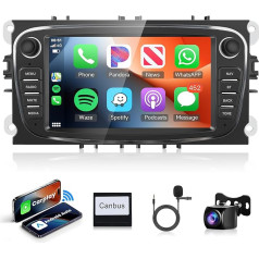 2G + 64G bezvadu Carplay Android 13 auto radio Ford Focus II mk2 Mondeo S-Max C-Max Galaxy Kuga ar Android auto navigāciju GPS WiFi 7 collu auto radio ar Mirror Link Bluetooth FM/RDS/DAB/EQ