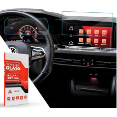 ASZSK Pack of 2 Screen Protector for V W Golf 8 MK8 GTI GTD GTE 2020-2023 2024, Navigation and Instrument Panel Tempered Glass Screen Protector, Golf 8 Accessories