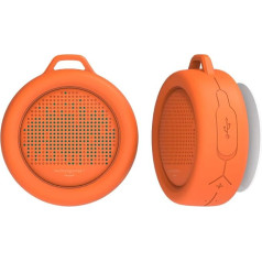 Xoopar Splash 2 Bluetooth-Lautsprecher, IPX65, tragbar, kabellos, wasserfest, Super Bass und HD-Sound, mit Saugnapf für Dusche, Pool, Strand, Küche und Outdoor Orange