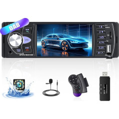 DAB+ auto radio 1 DIN ar Bluetooth brīvroku sistēmu, 4,1 collu HD ekrāns, auto displejs, viens DIN ar FM radio, USB/U disks/AUX/TF SWC + atpakaļgaitas kamera + mikrofons