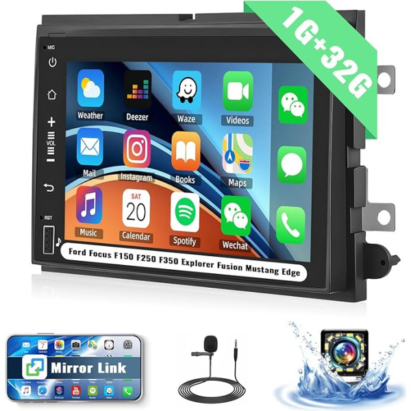 CAMECHO 1G+32G Android 13 auto radio Ford Focus F150 F250 F350 Explorer Fusion Mustang Edge, 7 collu ekrāns ar Mirror Link/Bluetooth/FM RDS/WiFi/GPS/EQ + atpakaļgaitas kamera