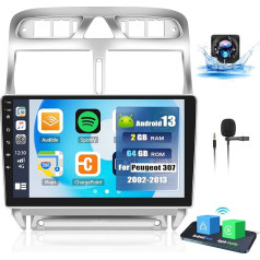 OiLiehu 2G + 64G Android 13 Auto Radio 2DIN Carplay Android automašīnai Peugeot 307/307 CC/307 SW 2002-2013 Auto radio ar ekrānu 9 collas ar Mirror Link/EQ/Bluetooth/FM RDS/WiFi/GPS/Augures skata kamera