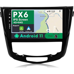 BXLIYER PX6 Android 11 IPS auto radio Nissan X-Trail Qashqai J11 Rouge (2014-2018) - 4G + 64G - atpakaļgaitas kamera - 2 DIN 10,1 collas - DAB stūres vadības pults CarPlay Android auto HDMI 4K