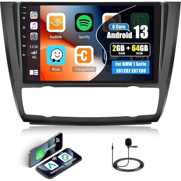 2G + 64G CAMECHO Android 13 auto radio BMW 1. sērijas E81 E82 E87 E88 ar navigāciju Carplay Android Car, 8Core, 9 collu ekrāns Radio 2 DIN ar Bluetooth RDS/FM WiFi Mirror Link 32EQ DSP