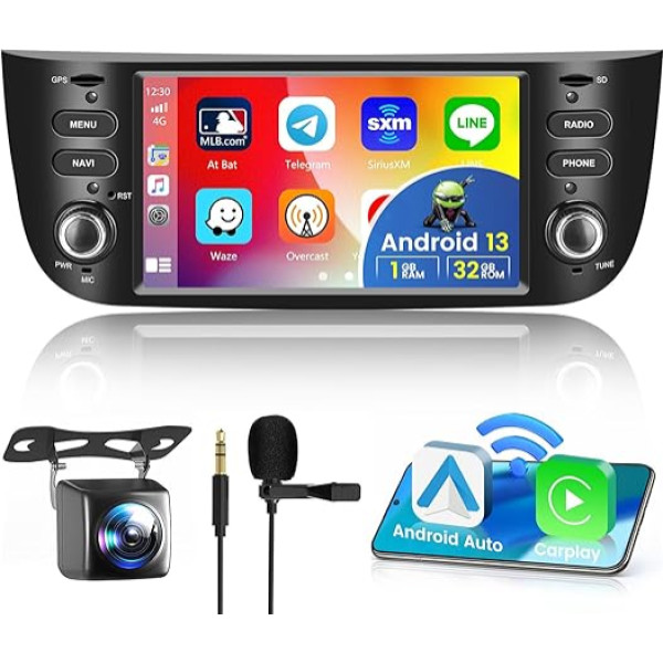 1G+32G Android 13 Auto Radio priekš Fiat Punto (2010-2016) Linea (2012-2015) Radio Bezvadu Apple CarPlay Android Car Bluetooth 6,2 collu ekrāns Auto Radio Navigācija Aizmugures skata kamera HiFi WiFi FM RDS SWC