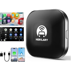 Alpinetech Carplay bezvadu adapteris un Android auto bezvadu adapteris, 2 in 1 Carplay Android auto pārveido vadu CarPlay uz bezvadu Plug & Play, mini un stabils, melns