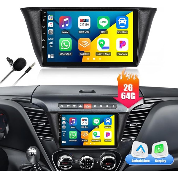 [8Core 2G + 64G] CAMECHO Android 13 auto radio IVECO KLen RV/Daily 2018-2020 ar navigāciju Carplay Android Car, radio 2 DIN 9 collu ekrāns ar DSP RDS Bluetooth Mirror Link