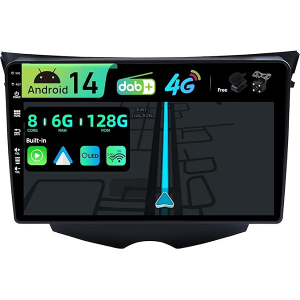 BXLIYER Iebūvēts 4G DAB, Android 13 QLED auto radio Hyundai Veloster FS (2011-2017), 6G+128G, CarPlay Android auto, kamera + MIC, divu joslu WiFi Bluetooth stūres vadības stūres vadības pults, 9 collu Octa-Core