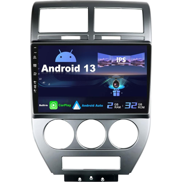 SXAUTO Android 13 IPS Auto Radio Jeep Compass 1 MK (2006-2010) - Iebūvēts CarPlay / Android Car - atpakaļgaitas kamera - 2G + 32G - Vadības stūres DAB Fast-Boot WiFi DSP Bluetooth 5.0-2 DIN