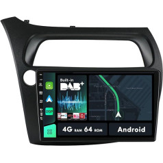 MISONDA Iebūvēts DAB+/Carplay/Android Auto Android 9 collu IPS radio Honda Civic Hatchback 2006-2011, atbalsta GPS navigāciju|Bluetooth|AUX|Wi-Fi |4G|MirrorLink|RDS |USB| 4G+64G