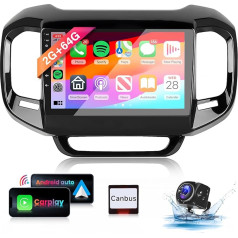 8 kodolu 2 + 64G: Rācija: Hodozzy Carplay auto radio Fiat Toro 2016-2019, 9 collu skārienjūtīgais ekrāns, Android auto radio ar Android Car/WiFi/GPS/RDS/FM/Bluetooth/USB + atpakaļgaitas kamera