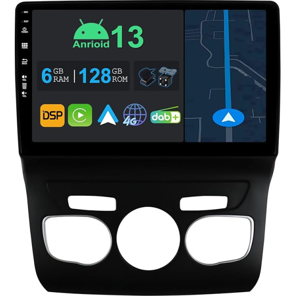 YUNTX 10,1 collu Android 13 autoradio ar satelītnavigāciju Citroen C4 C4L DS4 2013-2017 | Octa Core | 6GB 128GB | Iebūvēts 4G LTE | CarPlay & Android Car | DSP | DAB | QLED 1280 * 720 IPS ekrāns