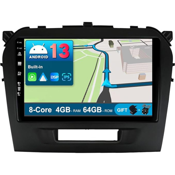 BXLIYER Android 13 Auto radio priekš Suzuki Vitara (2014-2020) - 4G+64G - Iebūvēts DSP/Carplay/Android Car/GPS - LED kamera + MIC - IPS 9 collu 2 DIN - Vadāms no stūres rata 4G WiFi DAB 360 Kamera Fast