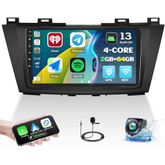 2 + 64 GB: Carplay auto radio Mazda 5 2011-2013 ar Android Car, skārienjūtīgais ekrāns 9 collu Android 13 auto radio ar GPS WiFi FM/RDS Bluetooth Mirror Link AUX + AHD atpakaļgaitas kamera un mikrofons