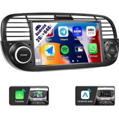 CAMECHO 2G + 64G auto radio Fiat 500 (2007-2015) ar satelītnavigācijas sistēmu Carplay Android Car, Android 13 7 collu auto radio ar skārienekrānu, FM/RDS Mirror Link Bluetooth WiFi un USB