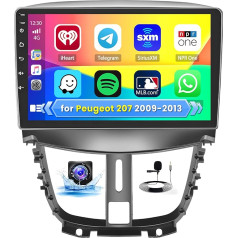 Inefala Android 13 2GB/64GB auto radio ar GPS navigāciju Peugeot 207 2009-2013 Radio Wireless Carplay Android Car, 9 collu skārienjūtīgais ekrāns, GPS navigācija, WiFi, BT, USB, FM RDS, EQ, MIC, aizmugures skata kamera