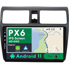 BXLIYER PX6 Android 11 IPS auto radio piemērots Suzuki Swift (2005-2016) - 4G + 64G - atpakaļgaitas kamera - 2 DIN 10,1 collas - DAB stūres vadības stūres vadības pults CarPlay Android auto HDMI 4K video AHD Fast