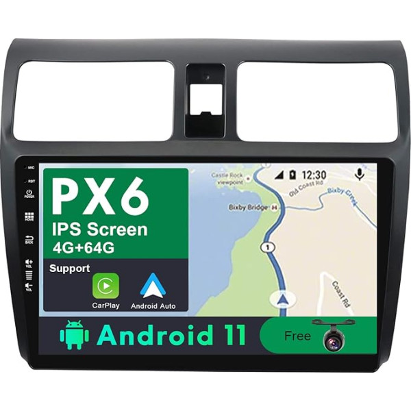 BXLIYER PX6 Android 11 IPS auto radio piemērots Suzuki Swift (2005-2016) - 4G + 64G - atpakaļgaitas kamera - 2 DIN 10,1 collas - DAB stūres vadības stūres vadības pults CarPlay Android auto HDMI 4K video AHD Fast