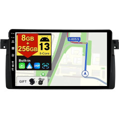 BXLIYER - [8G+256G, 8-core] - Android 13 IPS auto radio BMW E46 / M3 / 3. sērijas (1998-2005) - Wireless CarPlay / Android Car / DSP - LED kamera un mikrofons - 9 collu 2 DIN - DAB SWC Fast Boot 360 kamera