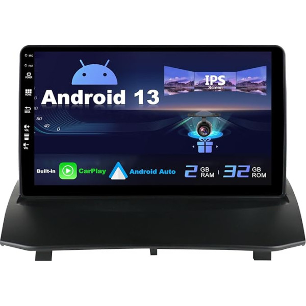 SXAUTO Android 12 IPS auto radio piemērots Ford Fiesta (2008-2019) - iebūvēts CarPlay / Android Car - atpakaļgaitas kamera - 2G + 32G - DAB Fast Boot WiFi DSP - 2 DIN 9 collu stūres vadības pults