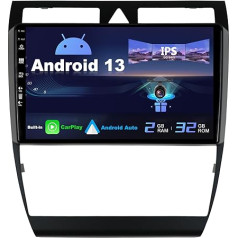 SXAUTO Android 12 IPS auto radio piemērots Audi A6 C5 S6 (1999-2004) / RS6 (2002-2006) - Iebūvēts Carplay/Android Car - Bez kameras - 2G + 32G - Stūres vadības WiFi DAB Fast Boot - 2 DIN 9