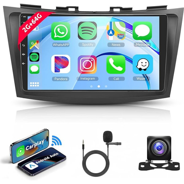 2G + 64G bezvadu Carplay Android auto radio 2 DIN priekš Suzuki Swift 2011-2017 Suzuki Ertiga 2012-2017