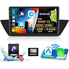 Hikity 2GB + 64GB Android 13 auto radio ar satelītnavigāciju BMW X1 E84 2010-2016, 10,1 collu radio ar Carplay/Android Car WiFi BT FM/RDS radio atpakaļgaitas kamera SWC MIC