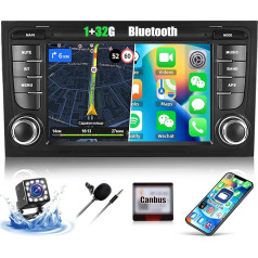 CAMECHO 7 collu Android 13 atbalsta DAB+ navigācijas autoradio Audi A3 S3 RS3, 2Din [1+32GB] HD Touchscreen Bluetooth radio ar GPS WiFi FM/RDS Mirror Link EQ Sound + atpakaļgaitas kamera Canbus MIC