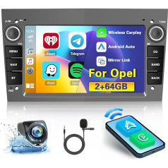 Inefala Hi-Fi 2+64G Android Radio für Opel Signum Zafira Vivara Corsa Astra, 7 Zoll HD Touchscreen Kompatibel mit CarPlay und Android Auto, AHD Rückfahrkamera, GPS-Navigācija, Wi-Fi (Grau)