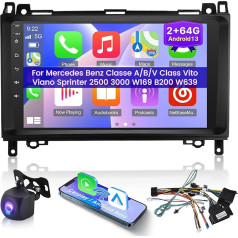 [2+64G] Android 13 Auto Stereo priekš Mercedes Benz Sprinter W906 W245 W169 W639 B200 Viano Vito 2006-2011 ar Wireless Carplay & Android Car - 9 collu skārienjūtīgais ekrāns, auto radio ar DSP SWC + aizmugures skata kamera