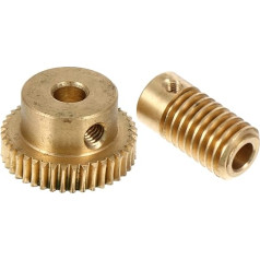 TEHAUX Pack of 2 40 Turbine Shaft Spline Shafts Worm Gear Made of Brass Worm Gear Shaft Made of Brass Worm and Worm Wheel Copper Worm Worm Shaft