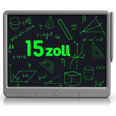 GIGART LCD rakstāmgalds, 15 collas, LCD rakstāmgalds pieaugušajiem un bērniem, rakstāmgalds ar bloķējamu izdzēšamo logu, zīmēšanas planšete skolai, ģimenei, pieaugušajiem, birojam (pelēks)