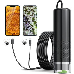 Mobilais mikroskops, Ashfly USB mikroskops bērniem, 10 līdz 200X pārnēsājams kabatas mikroskops, 3 līmeņu regulējams, LED apgaismojums, digitālais mikroskops iOS un Android (izglītojoša dāvana)