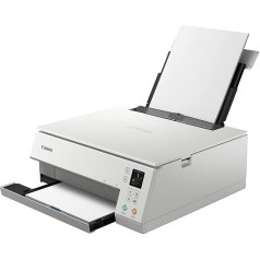 Canon PIXMA TS6351a printeris, krāsu tintes daudzfunkcionālā iekārta DIN A4 (skeneris, kopētājs, fotoprinteris, OLED, 4800 x 1200 dpi, USB, WLAN, AirPrint, 5 tintes, divpusējā drukāšana, 2 papīra padevējas), balta