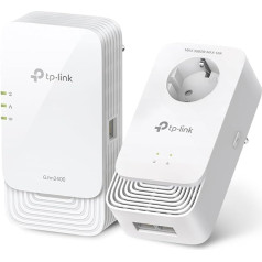 TP-Link PGW2440 KIT WLAN Powerline G.3000, 2000 Wi-Fi, iki 1428 Mbps per Powerline, Gigabit Ethernet, papildomas lizdas, Plug & Play, nesuderinamas su HomePlug AV/AV2