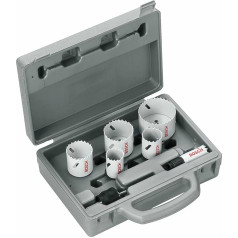 Bosch Professional 6 tlg. Lochsäge HSS BiM Progressor for Wood & Metal Set Sanitär (für rostfreien Edelstahl und Metall, Ø 20-64 mm, Zubehör Bohrmaschine)