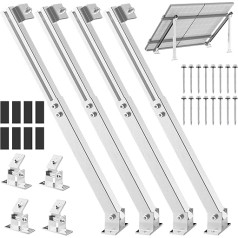 Diealles Shine saules paneļu kronšteins, 2 komplekti, alumīnija PV moduļu kronšteins, sienas stiprinājums, regulējams slīpuma leņķis no 10° - 60°, saules paneļu kronšteins līdzenam jumtam, balkonam, autofurgonam, laivām