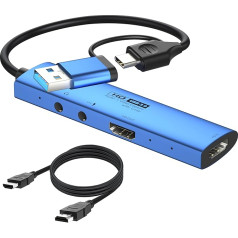 YCBUENO Vedio Capture Card 4K mikrofons uz USB/Type C+ audio C tipa adapteri Video spēļu uzņemšana video montāžai, spēlēm, straumēšanai, mācībām tiešsaistē