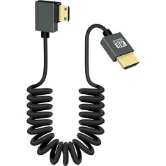 RIIEYYOCA 8K Mini HDMI uz HMDI īss vītņveida kabelis, 90 grādu leņķis taisnā leņķī, 48 Gbps ātrgaitas HDMI2.1 atbalsts HDR, 8K @ 60Hz, 4K @ 120Hz, saderīgs ar videokamerām, monitoriem (pa labi)