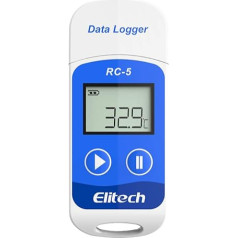 Elitech RC-5 Temperatur Datenlogger Mini USB Temp Rekorder Interner Sensor PDF&CSV-Berichte Hohe Genauigkeit Temperatur Data Logger 32000 Punkte Record Wasserdicht nach IP67 für Lager Labor