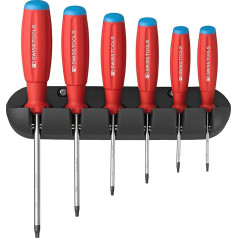 PB Swiss Tools Torx skrūvgriežu komplekts | 100% Swiss Made | 6 gab. SwissGrip skrūvgriežu komplekts T8/T9/T10/T15/T20/T25, ieskaitot praktisku sienas stiprinājumu